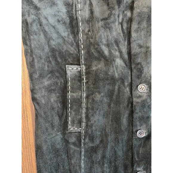 PowWow Women’s Suede Leather Jacket Thick Stitching Detail Sz 8 Western Coat - Picture 10 of 12